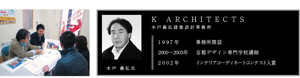1997年：事務所開設、2000年～2003年：京都デザイン専門学校講師、2002年：インテリアコーディネートコンテスト入賞
